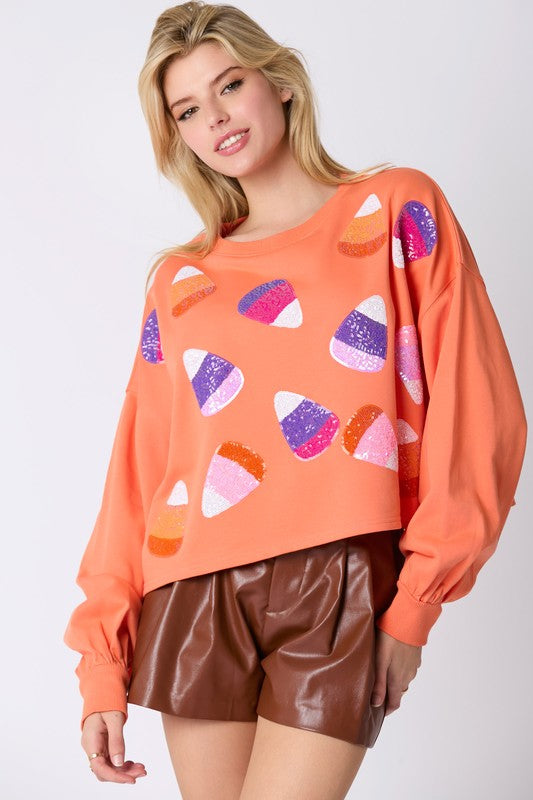 Sequin Candy Corn Sweatshirt