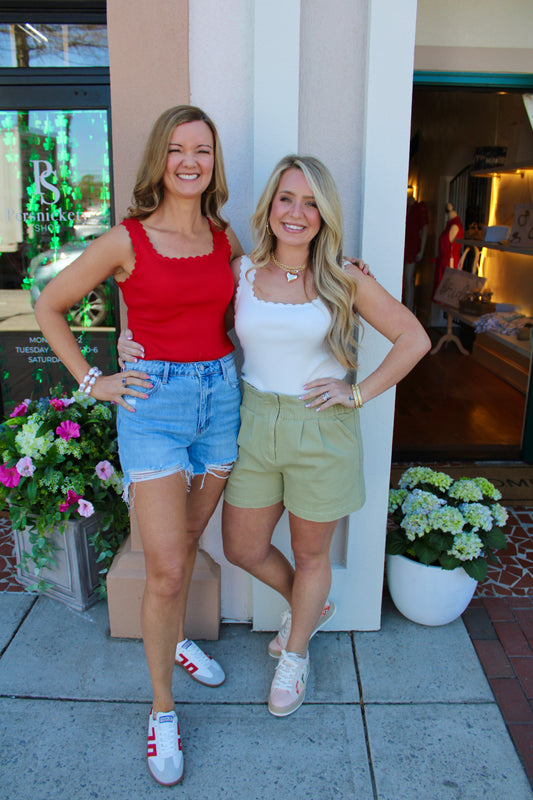 Scalloped Ribbed Tank Top