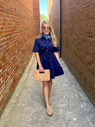 Short Sleeve Button Front Dress-Sunday Steal