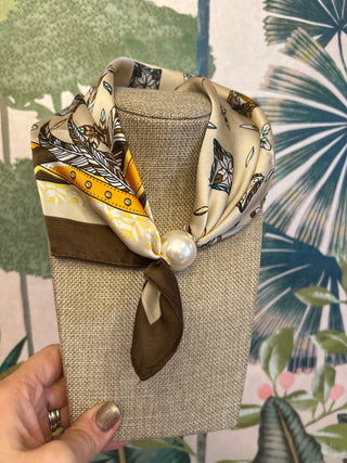 Taupe & Brown Pearl Scarf Necklace