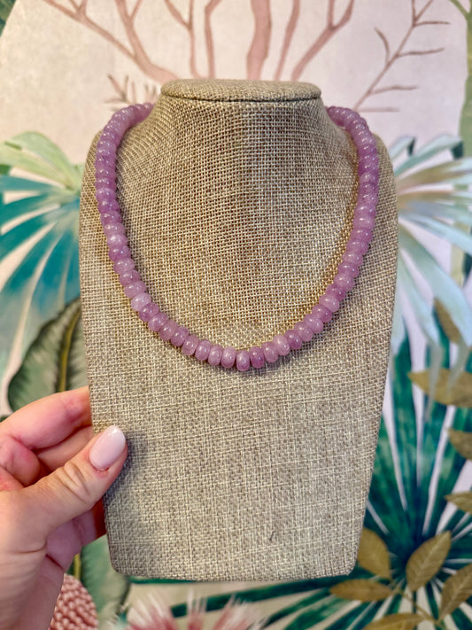 Light Purple Candy Bead Necklace - Cherry Laurel Design