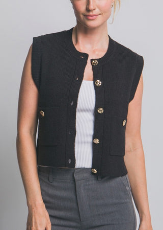 Black Sleeveless Knit Sweater Vest