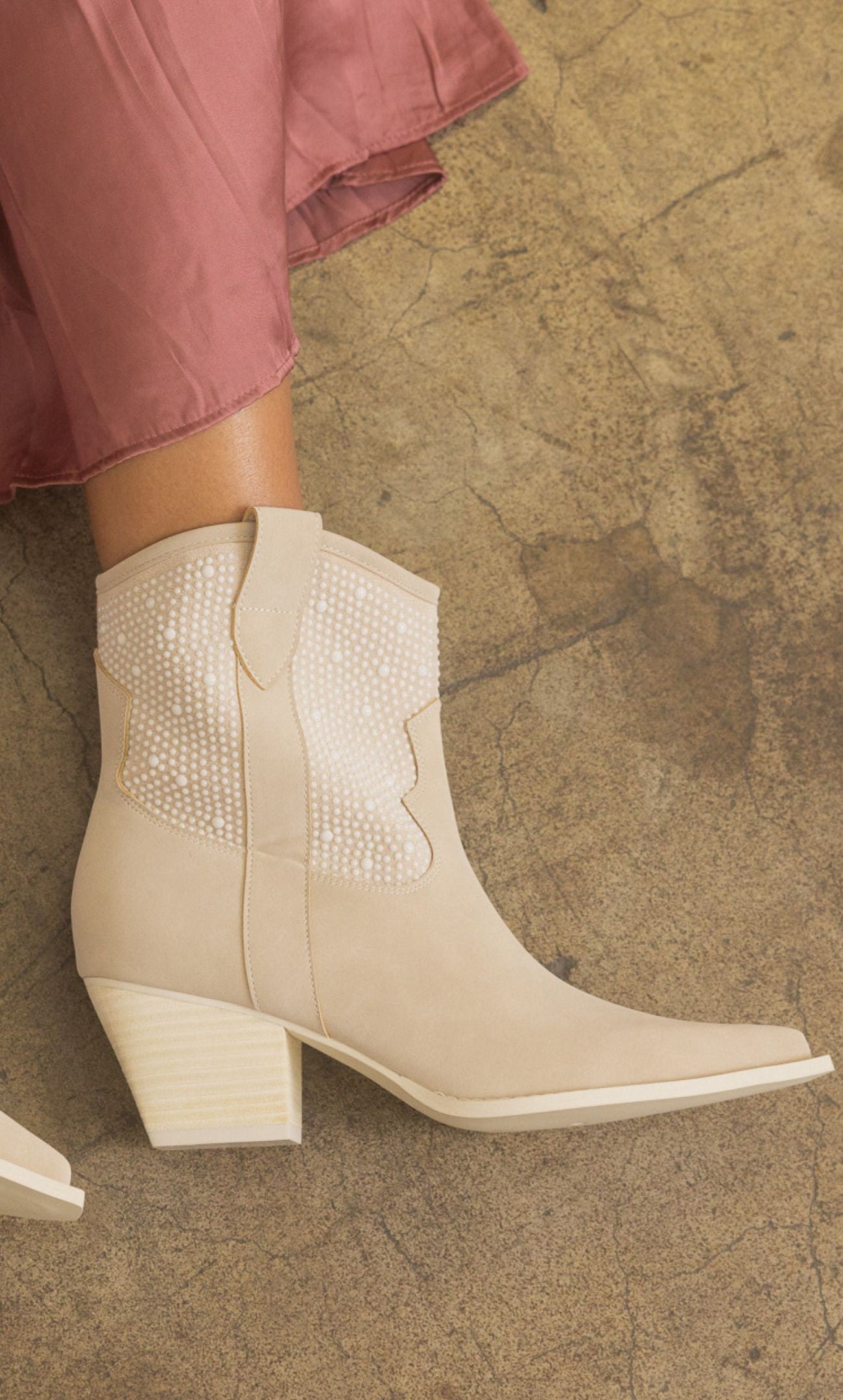 Cannes Pearl Suede Bootie