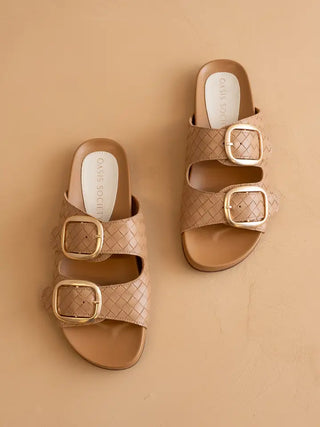 The Desiree - Almond Woven Slide