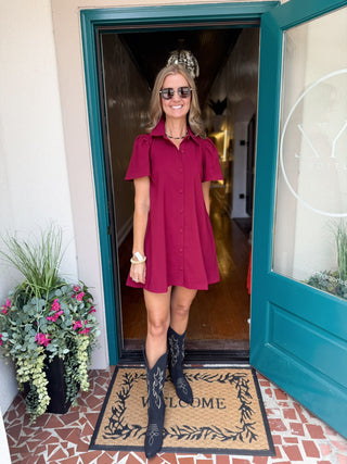 Collar Neck Covered Button Down Dress