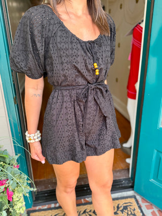 Black Eyelet Romper