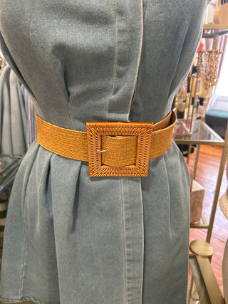 Deep Camel Raffia Belt
