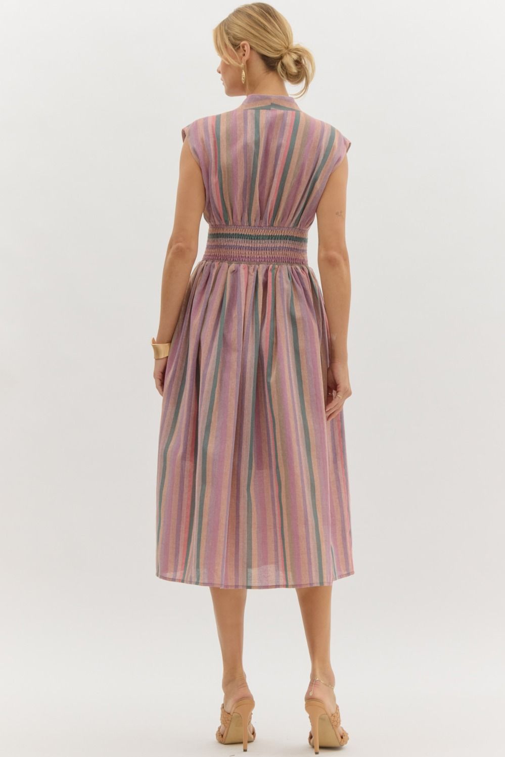 Acai Multicolor Stripe Zipper Front Dress