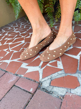 Karma Gold Studded Camel Shoe