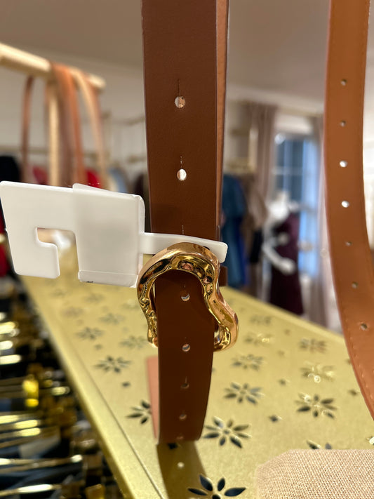 Cognac Wavy Buckle Belt