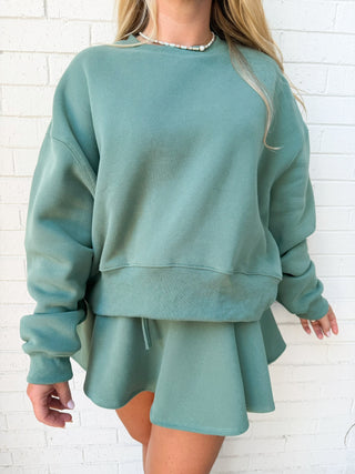 Knit Drawstring Waistband Flare Skort