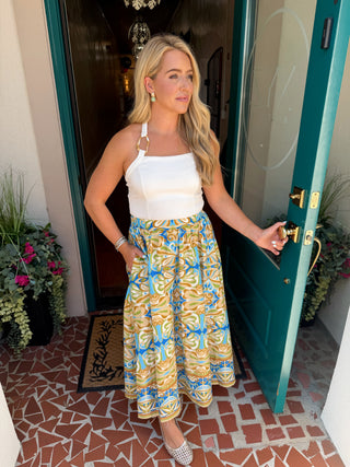 White Halter Top With Gold Loop