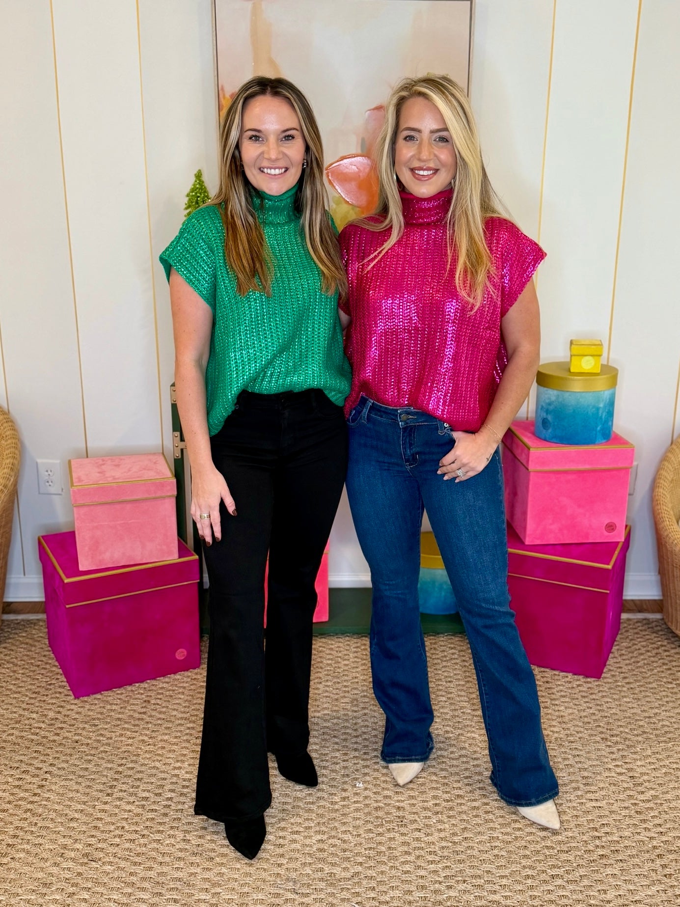 Metallic Foil Sweater Top