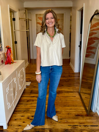 Taupe Stand Collar Short Sleeve Shirt