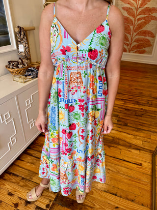 Fruit Print Midi Dress