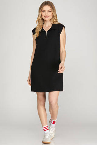 Sleeveless Zip Up Collar Dress