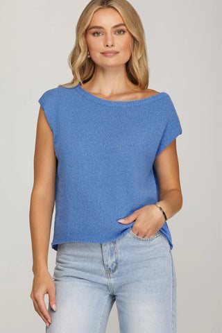Asymmetrical Short Sleeve Sweater Top