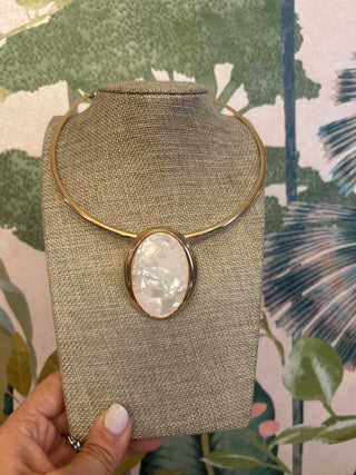 Ivory & Gold Oval Omega Necklace