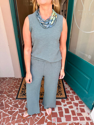 Cotton Slub Tank & Pants Set-Saturday Steal