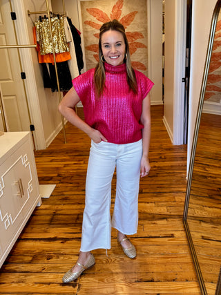 Metallic Foil Sweater Top