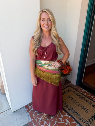 Solid Sleeveless U-Neck Maxi Dress