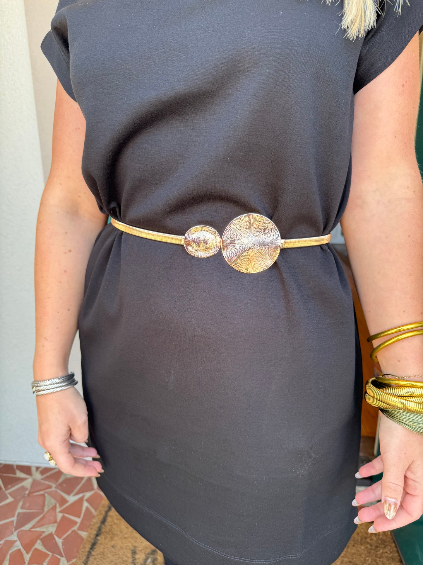 Gold Circle Stretchy Belt