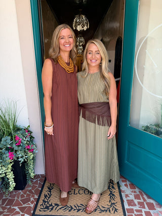 Striped Sleeveless Maxi Dress