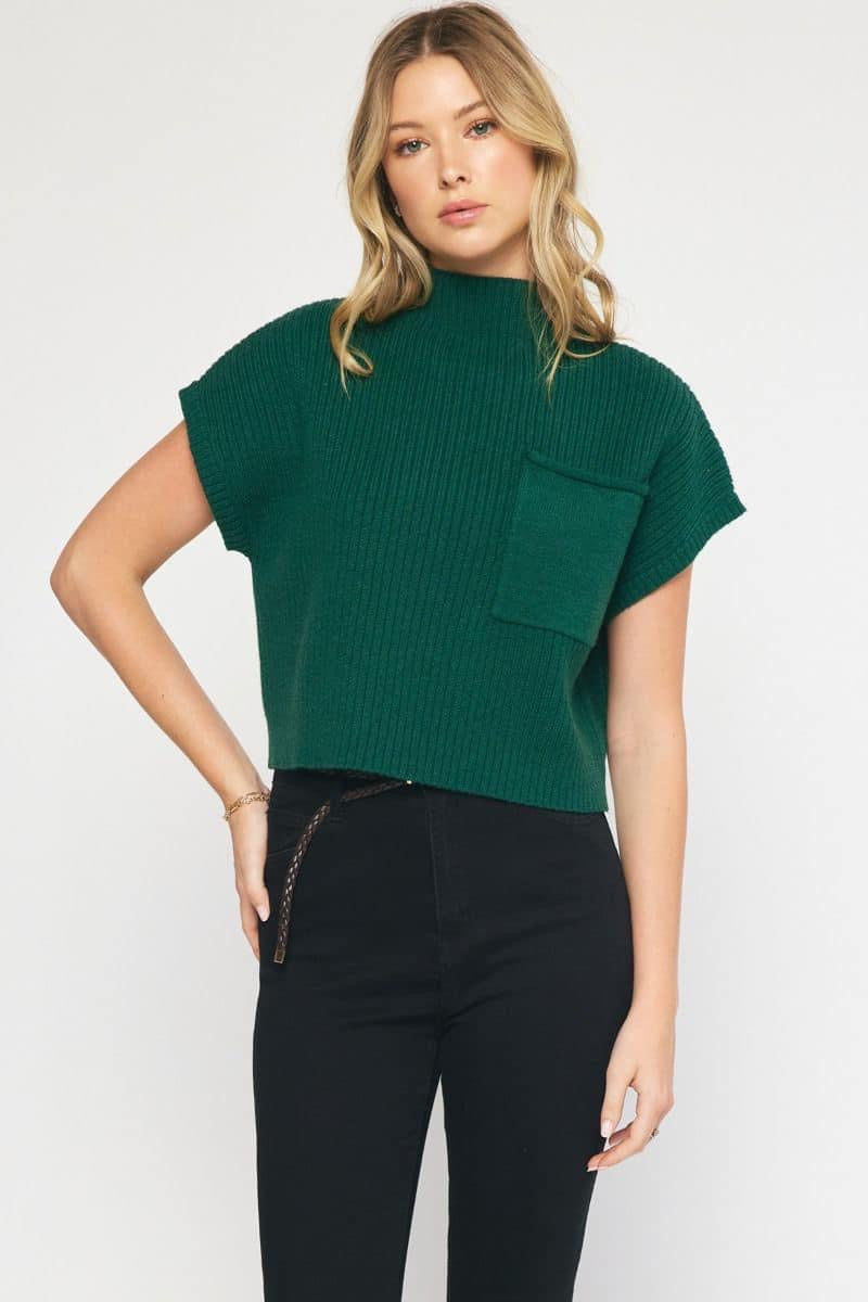 Ribbed Patch Pocket Sweater