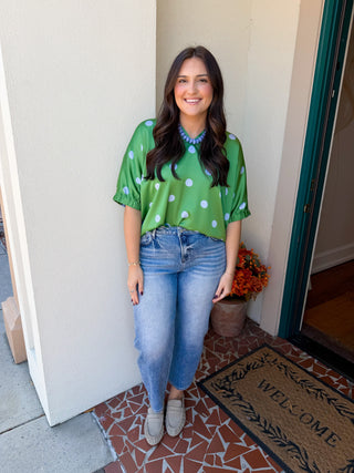 Polka Dot Satin Top