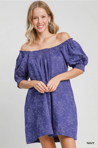 Textured Floral Square Neck Dress-Saturday Steal