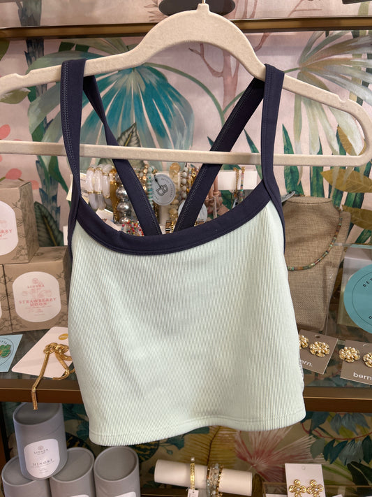 Pistachio with Midnight All Clear Colorblock Cami-Free People Movement