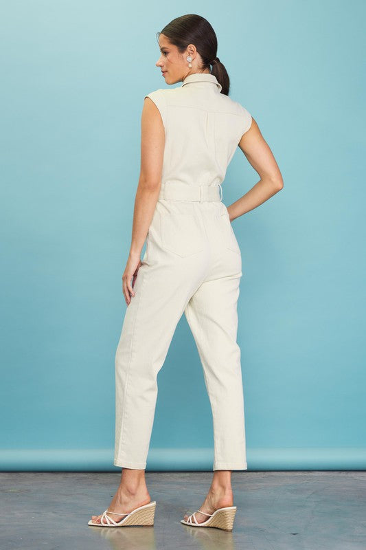 Natural Cap Sleeve Jumpsuit