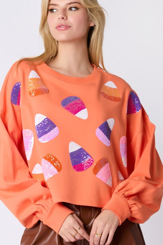 Sequin Candy Corn Sweatshirt