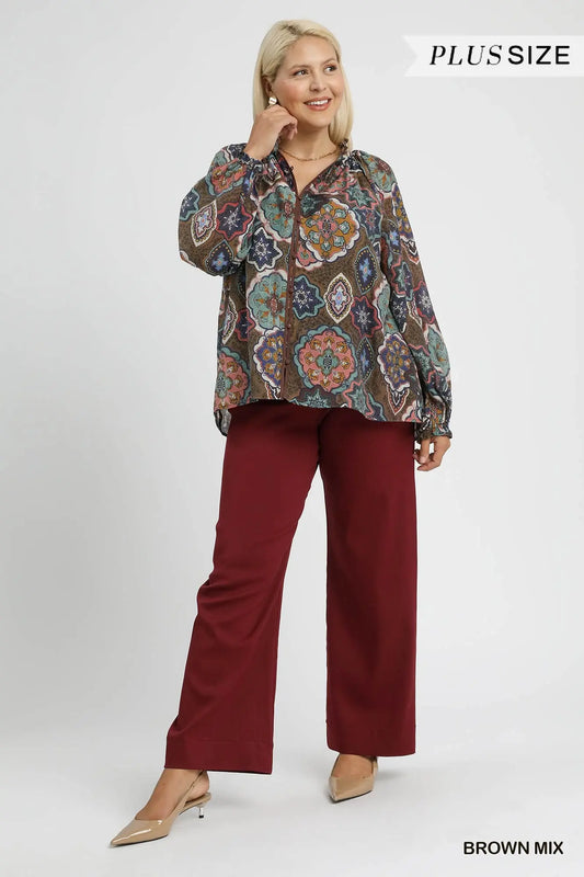 Boho Mosaic Button Down Top