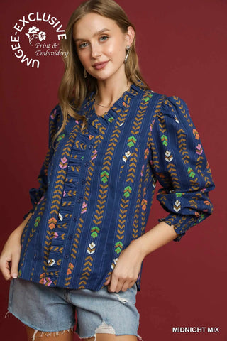 Midnight Floral Mix Top