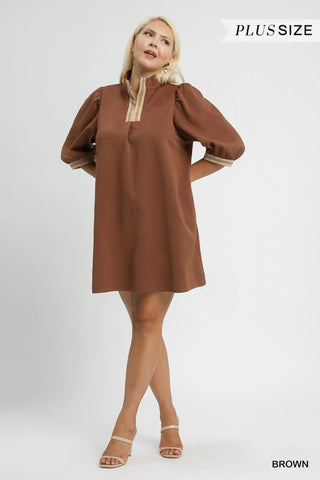 High Neck Stripe Detail Dress