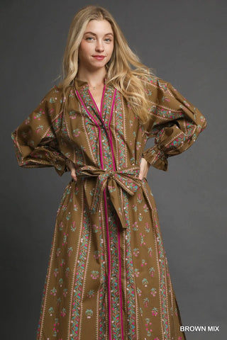 Mix Floral Stripe Maxi Dress