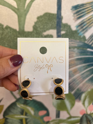 Bianca Fluted Enamel Disc Hoop Earrings