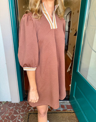 High Neck Stripe Detail Dress