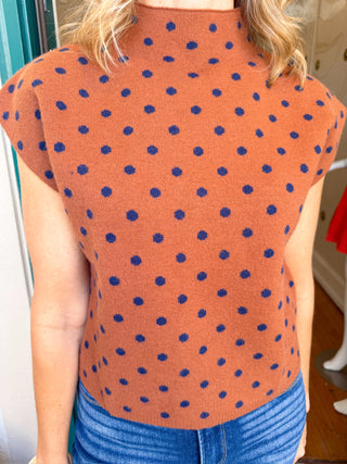 Camel Polka Dot Sweater Top