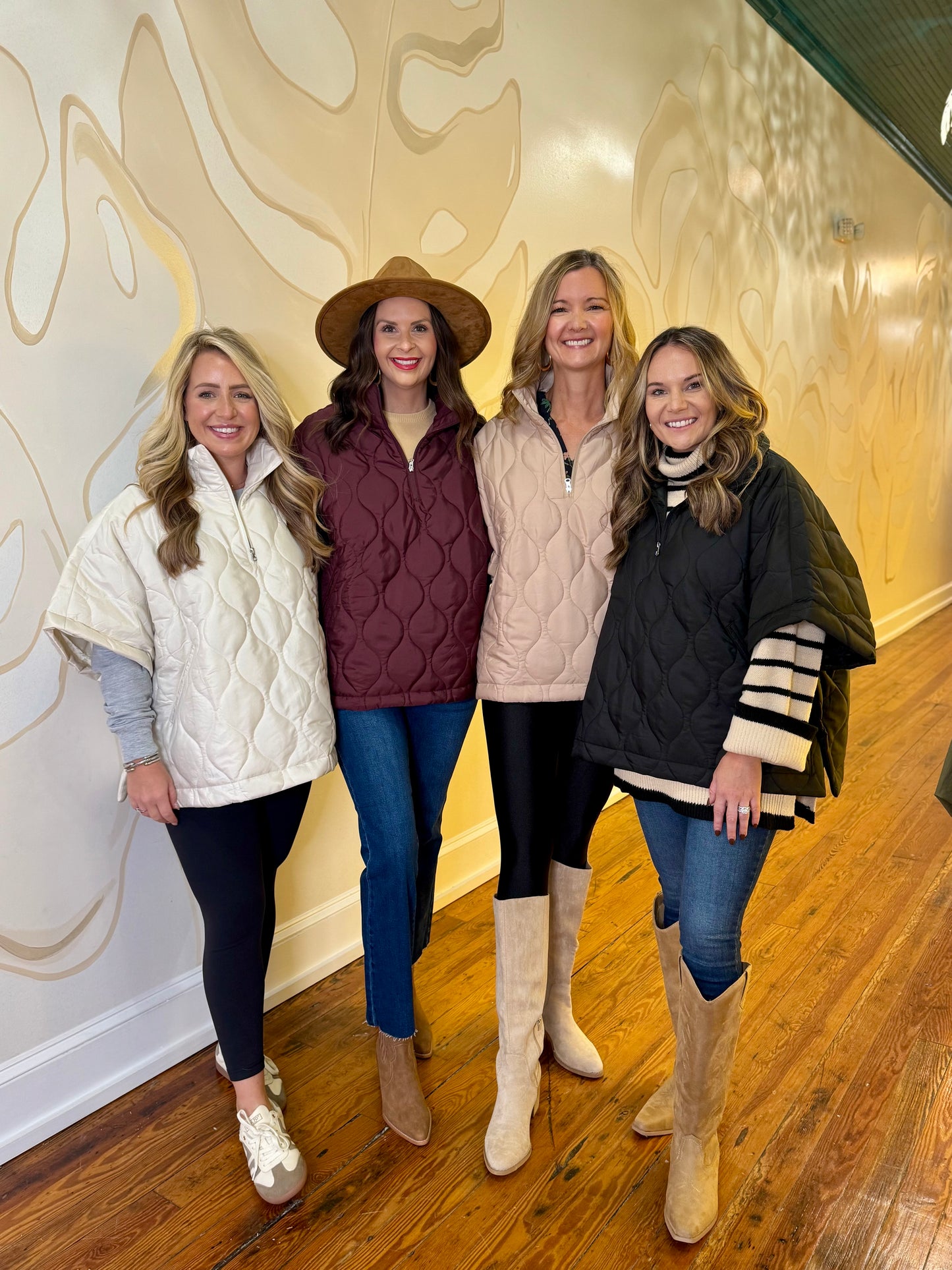 Quilted Short Sleeve Pullover Poncho