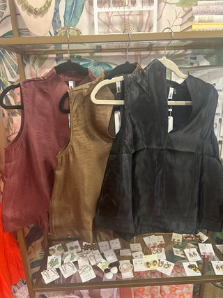 Stand Collar V Neck Top