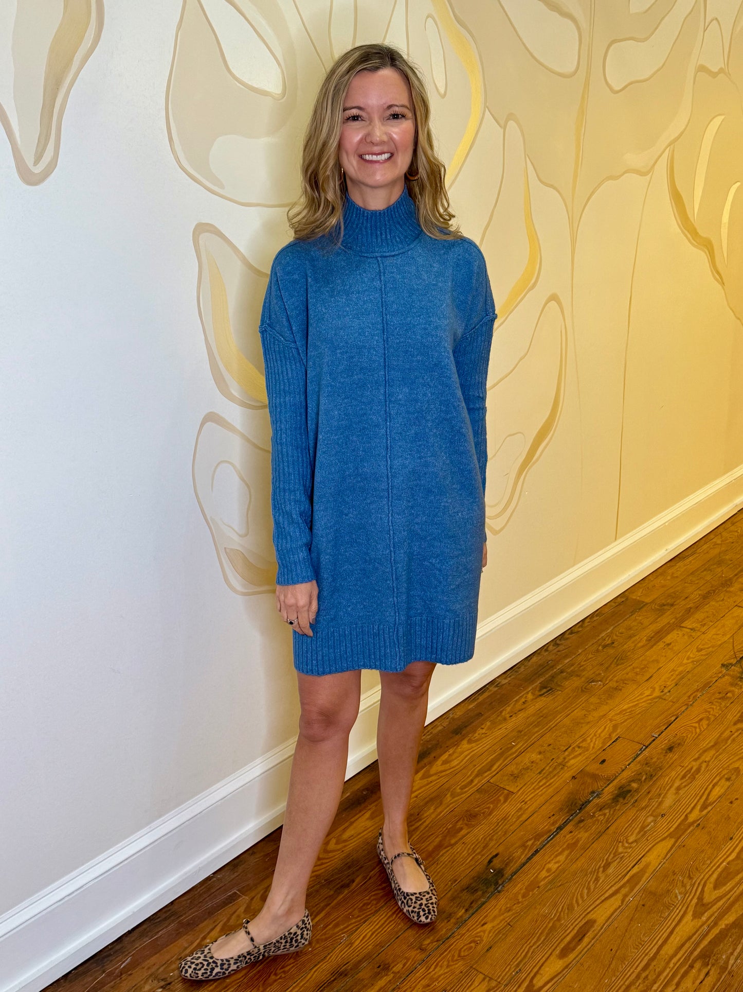 Cozy Knit Turtleneck Sweater Dress