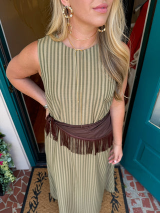 Striped Sleeveless Maxi Dress