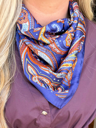Royal Blue Paisley Scarf