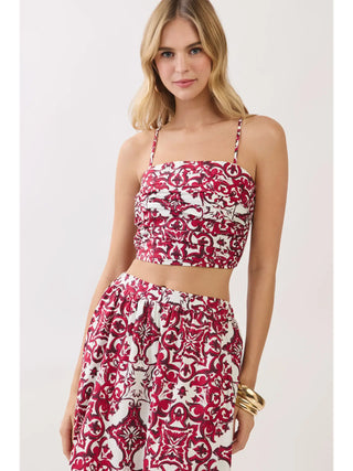 Baroque Print Ruched Top