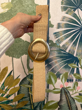 Gold Circle Raffia Belt