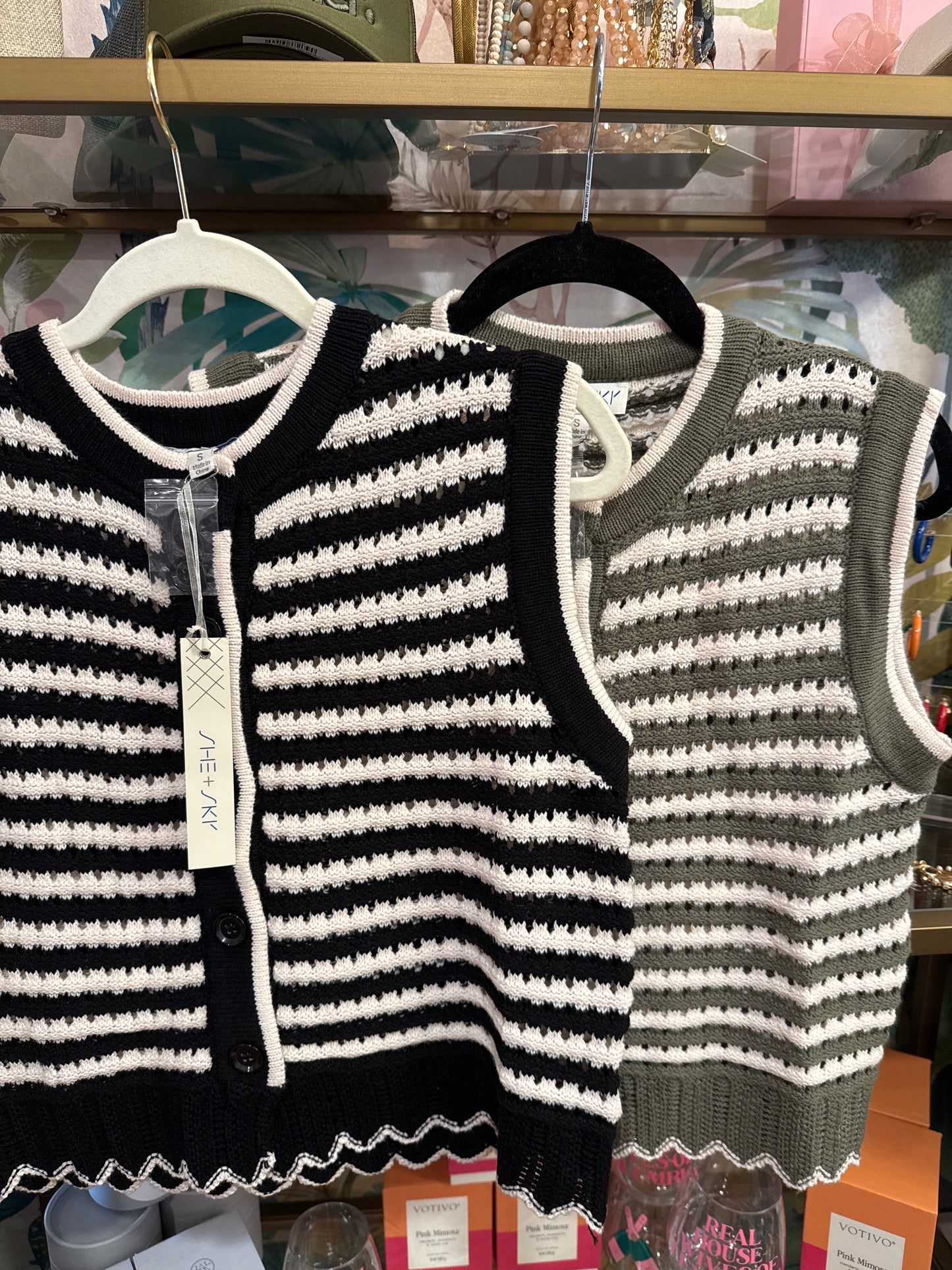 Sleeveless Striped Knit Vest Top