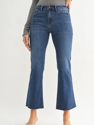 Amy High Rise Crop Flare w/ Raw Hem