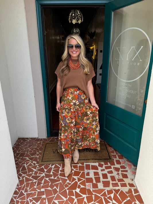 Floral Print Tiered Maxi Skirt